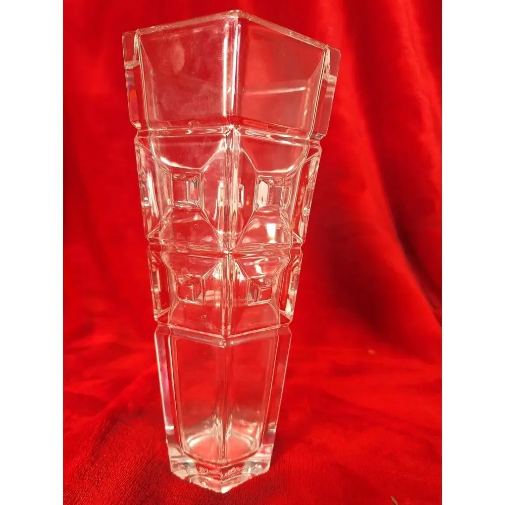 Rosenthal Classic Germany Heavy Crystal Vase 8in Geometric Modern Clear Glass